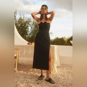 Free People Lucile Scallop Midi in Black (M)